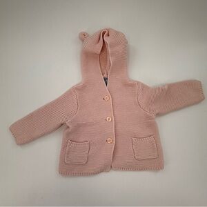 GAP Baby Brannan Bear Cotton Sweater Cardigan Milkshake Pink Size 6-12 Months